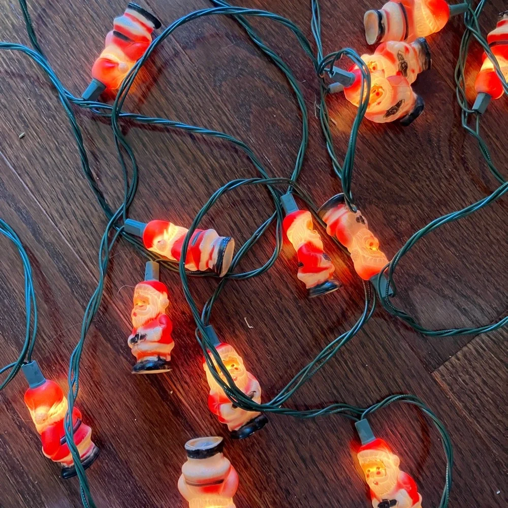 Vintage Santa Claus Cute full body blow mold string Christmas lights